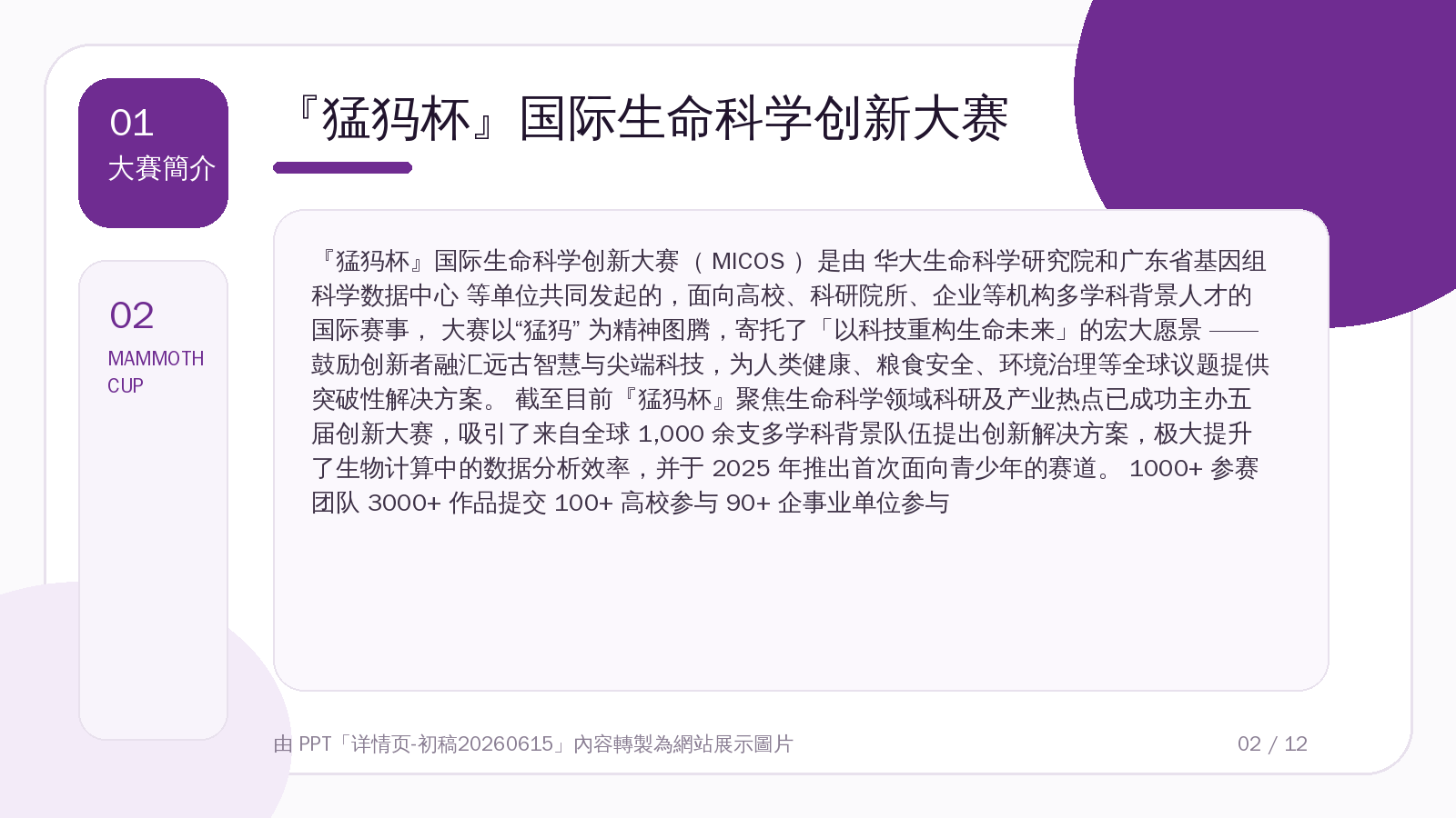猛獁杯國際生命科學創新大賽介紹